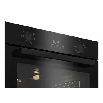 Horno eléctrico empotrable BEKO BBIE123001BD — 72 L, 2400 W, indicador LED, mandos escamoteables, autolimpieza por vapor, negro