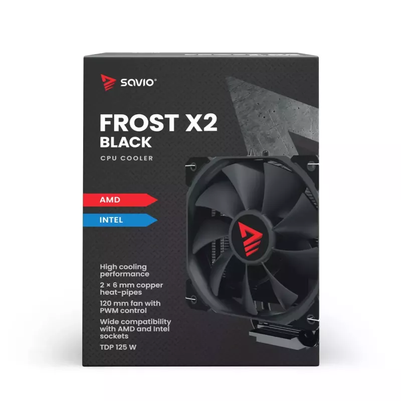 Disipador/radiador SAVIO SAVGCOFROSTBLACKX2 ventilador de 120 mm, compatible con LGA 1156/1155/1150/1151/1200/1366/1700, negro