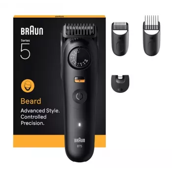 Recortadora de barba BRAUN BT5520 — 0,5–20 mm, 40 ajustes de longitud, recargable, 120 min de autonomía, negra