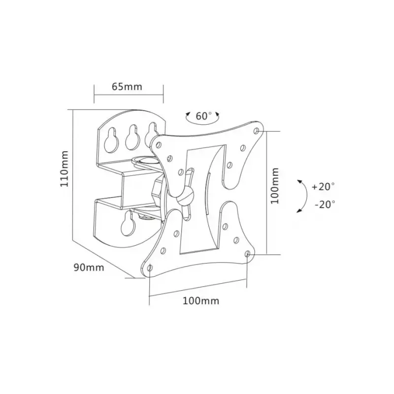 Soporte de pared para TV Sopar 23114 68,6 cm (27 inch) Plata
