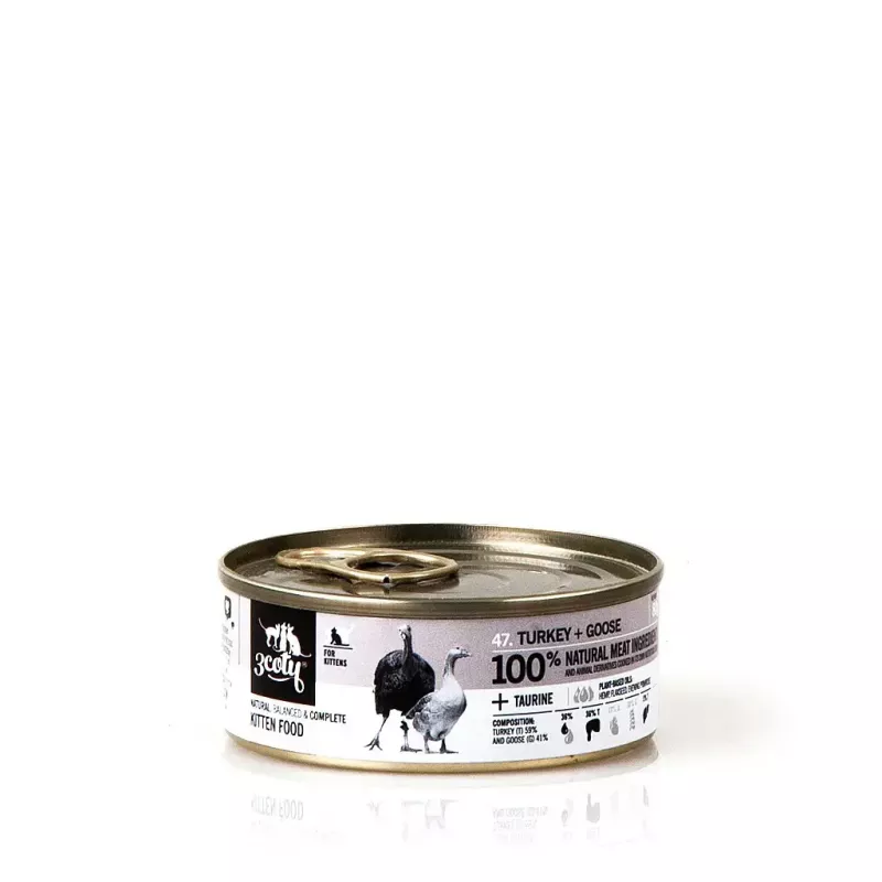 Comida húmeda para gatos 3coty Pavo con Ganso para gatitos 80 g sobre — alimento completo para jóvenes