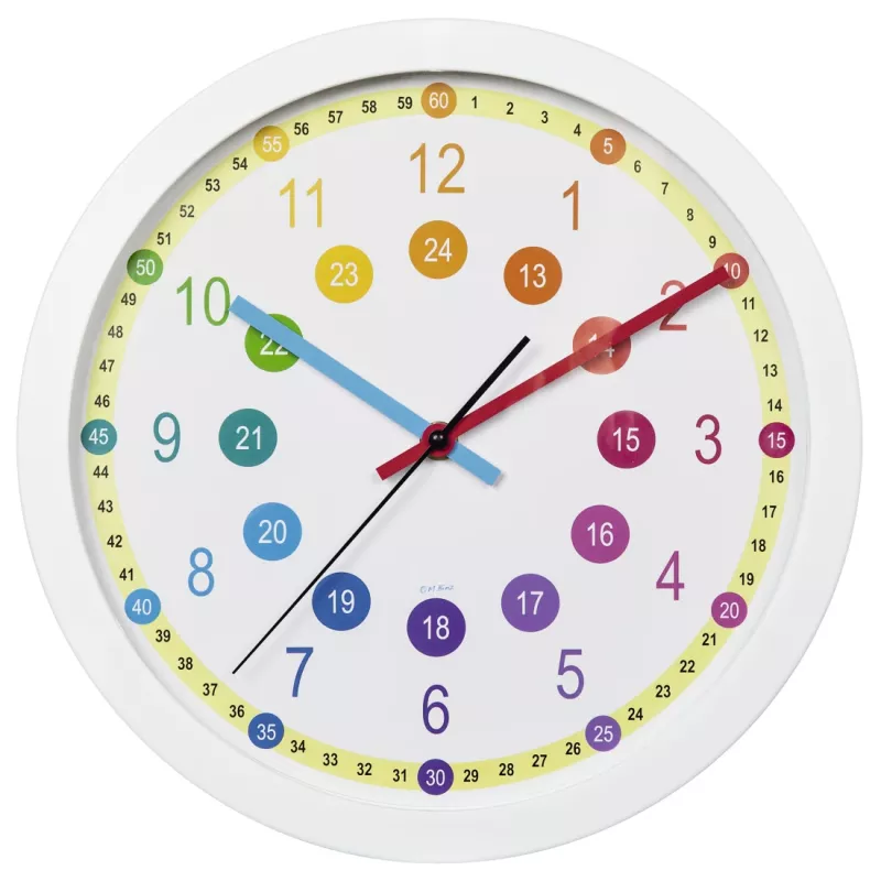 Reloj de cuarzo Hama Easy Learning – redondo, multicolor, blanco