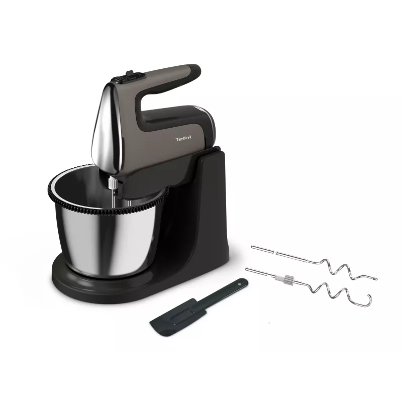 Batidora de mano Tefal Powermix Silence HT654E38 con bol de soporte 600 W gris/negro