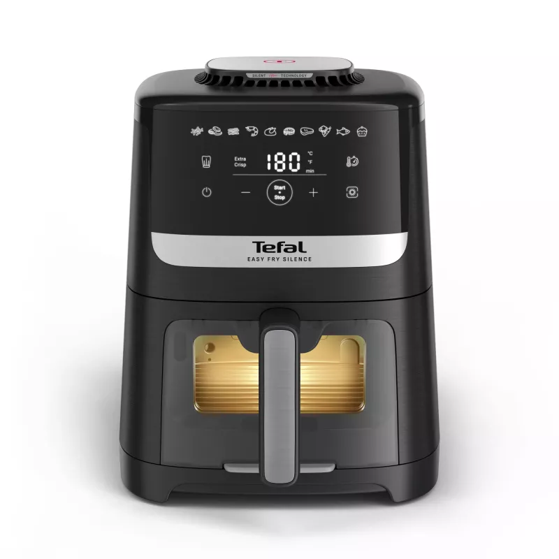 Freidora Tefal Easy Fry Silence EY5568E0, freidora de aire individual 5 L de pie, negra, acero inoxidable