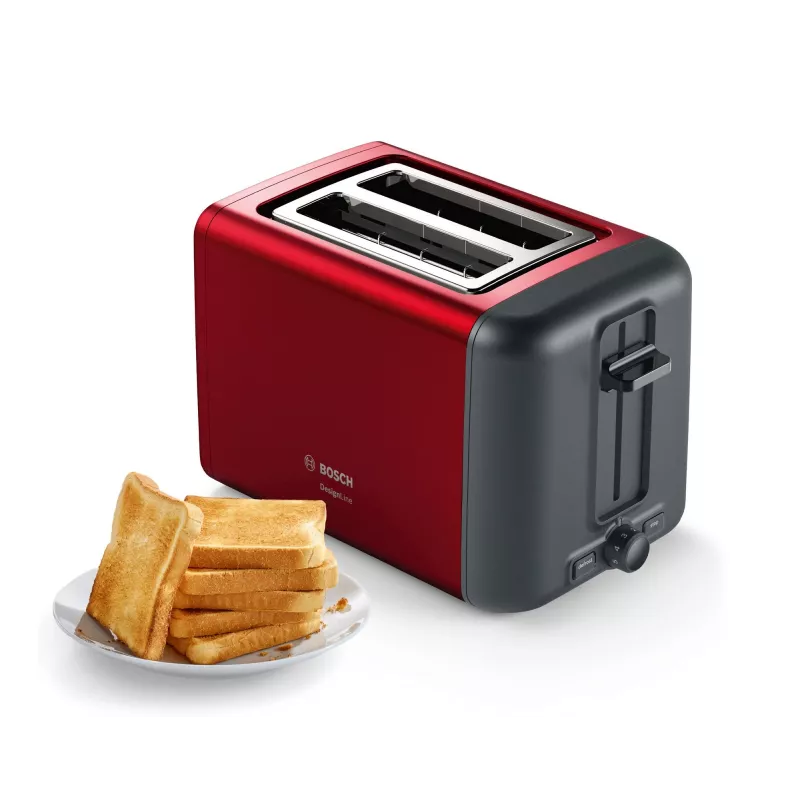 Bosch TAT3P424 tostadora 2 rebanadas 970 W negra, roja