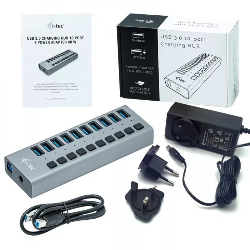 i-tec USB 3.0 Charging HUB 10 puertos + fuente de alimentación 48 W