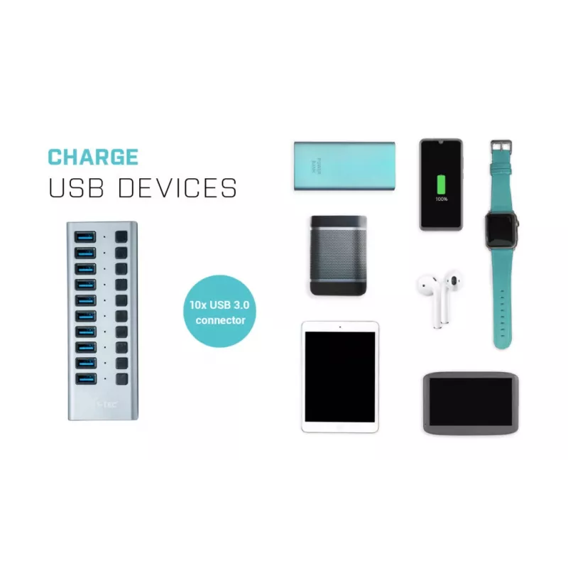 i-tec USB 3.0 Charging HUB 10 puertos + fuente de alimentación 48 W