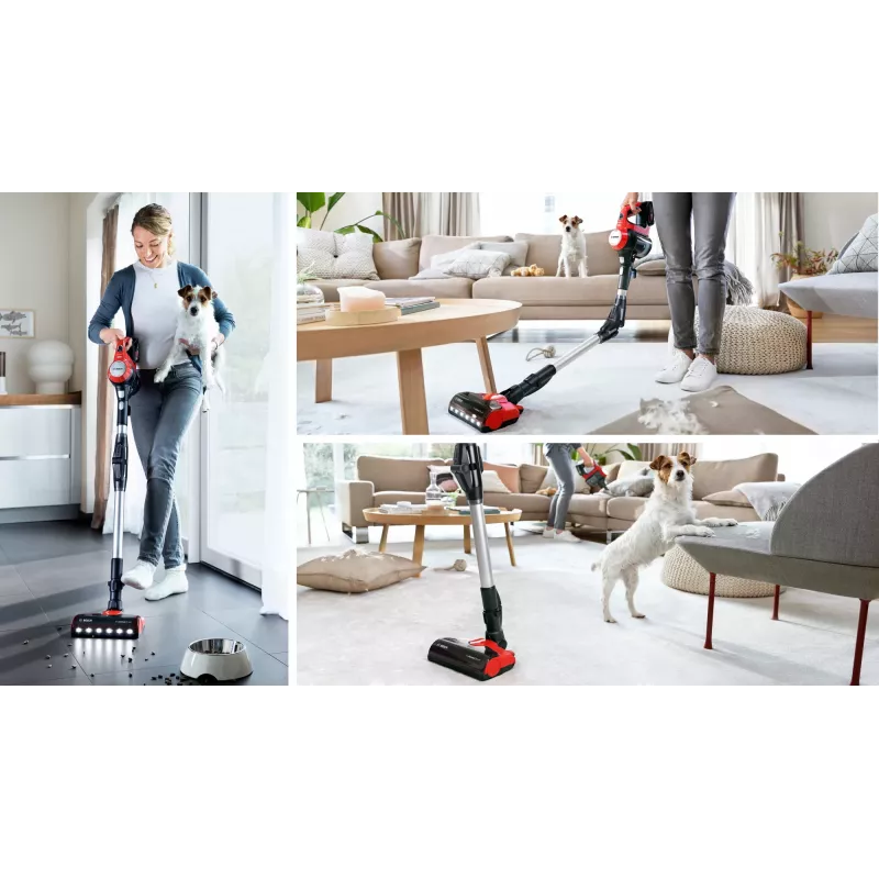 Aspirador de escoba Bosch BCS711PET/cepillo eléctrico batería en seco sin bolsa 0,3 L negro, rojo 3 Ah