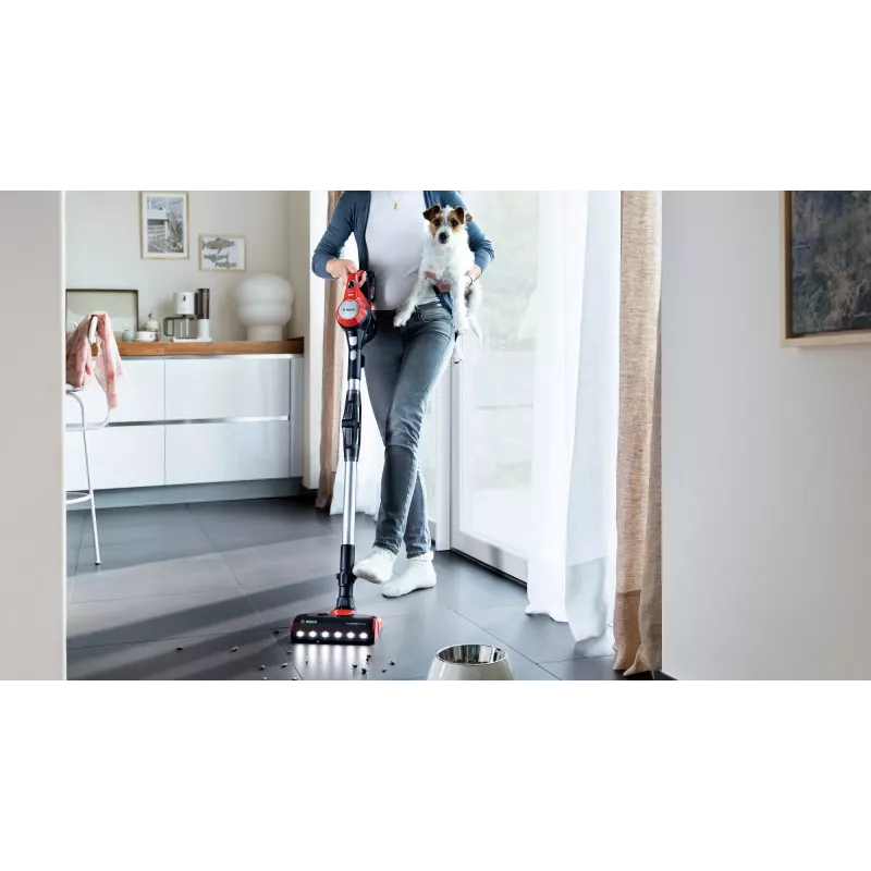 Aspirador de escoba Bosch BCS711PET/cepillo eléctrico batería en seco sin bolsa 0,3 L negro, rojo 3 Ah