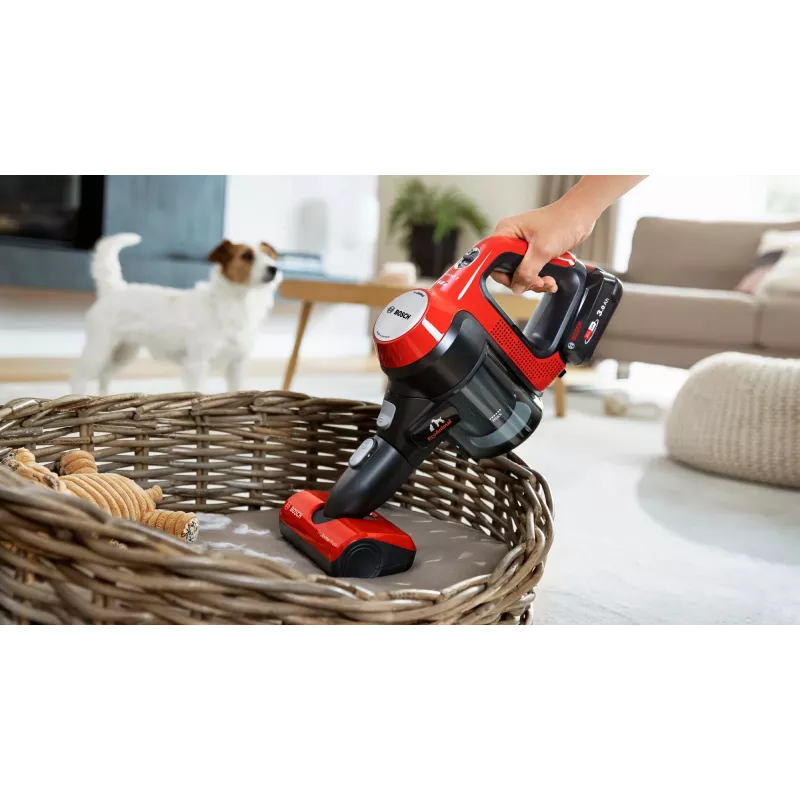 Aspirador de escoba Bosch BCS711PET/cepillo eléctrico batería en seco sin bolsa 0,3 L negro, rojo 3 Ah