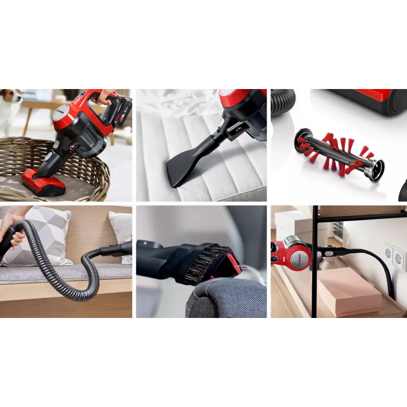 Aspirador de escoba Bosch BCS711PET/cepillo eléctrico batería en seco sin bolsa 0,3 L negro, rojo 3 Ah
