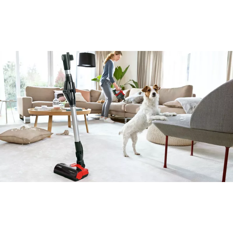 Aspirador de escoba Bosch BCS711PET/cepillo eléctrico batería en seco sin bolsa 0,3 L negro, rojo 3 Ah