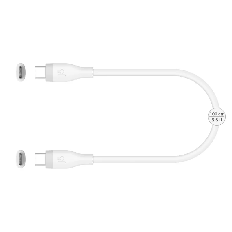 Cable de carga/datos USB-C a USB-C j5create JUCX17W, 60W, silicona líquida, 1,8 m, blanco