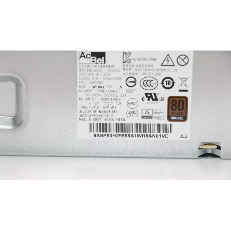 Fuente de alimentación Lenovo 00PC780 180 W plateada