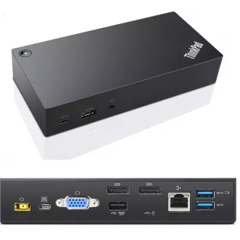 Estación de acoplamiento/replicador de puertos para portátil Lenovo 03X7194 con cable USB 3.2 Gen 1 (3.1 Gen 1) Type-C negro