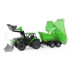 Tractor de juguete mecánico Lena Deutz-Fahr Worxx con 74 cm de longitud y remolque desmontable