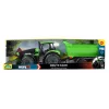 Tractor de juguete mecánico Lena Deutz-Fahr Worxx con 74 cm de longitud y remolque desmontable