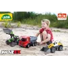 Tractor de juguete mecánico Lena Deutz-Fahr Worxx con 74 cm de longitud y remolque desmontable
