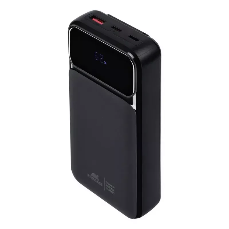 Batería externa portátil Rivacase VA2221 — 20000 mAh LiPo, PD 3.0 y QC 3.0, 3 conectores (1×A, 2×C), salida 22,5 W