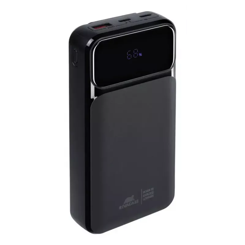 Batería externa portátil Rivacase VA2221 — 20000 mAh LiPo, PD 3.0 y QC 3.0, 3 conectores (1×A, 2×C), salida 22,5 W