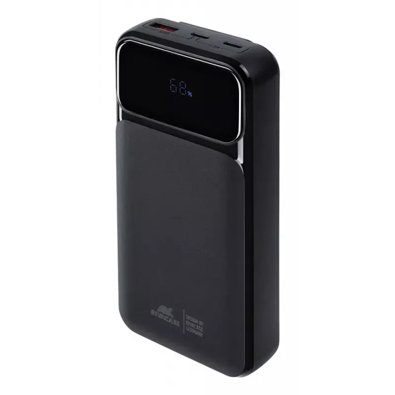 Batería externa portátil Rivacase VA2221 — 20000 mAh LiPo, PD 3.0 y QC 3.0, 3 conectores (1×A, 2×C), salida 22,5 W