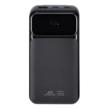 Batería externa portátil Rivacase VA2221 — 20000 mAh LiPo, PD 3.0 y QC 3.0, 3 conectores (1×A, 2×C), salida 22,5 W