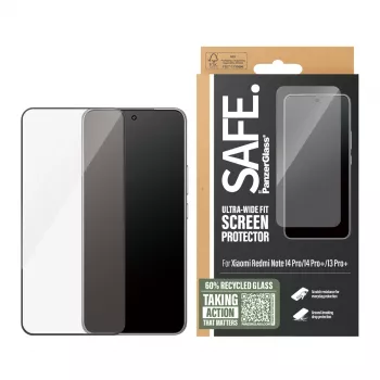 Protector de pantalla PanzerGlass SAFE. by para Xiaomi Redmi Note 14 Pro / 14 Pro+ / 13 Pro+ — cristal templado, transparente, Ultra-Wide Fit