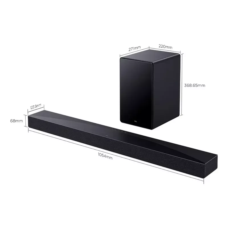 Barra de sonido TCL Q Q65H 5.1ch cine en casa, 580 W RMS, subwoofer activo inalámbrico 100 W, Dolby Atmos/DTS-X, negro