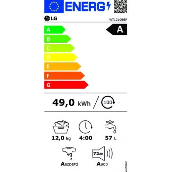 Lavadora secadora LG WT1210BBF 22 kg 1400 rpm Negro