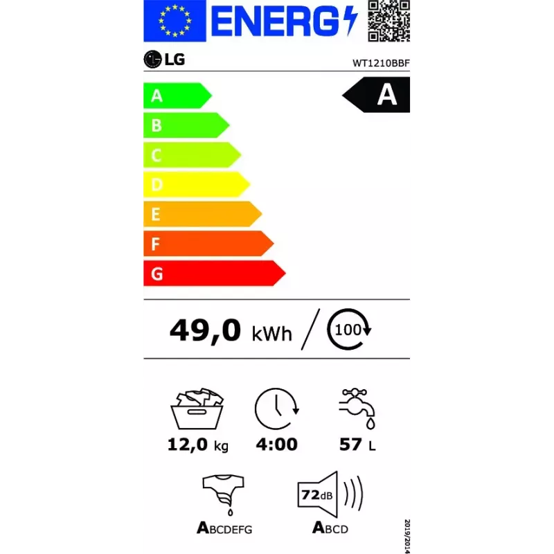 Lavadora secadora LG WT1210BBF 22 kg 1400 rpm Negro
