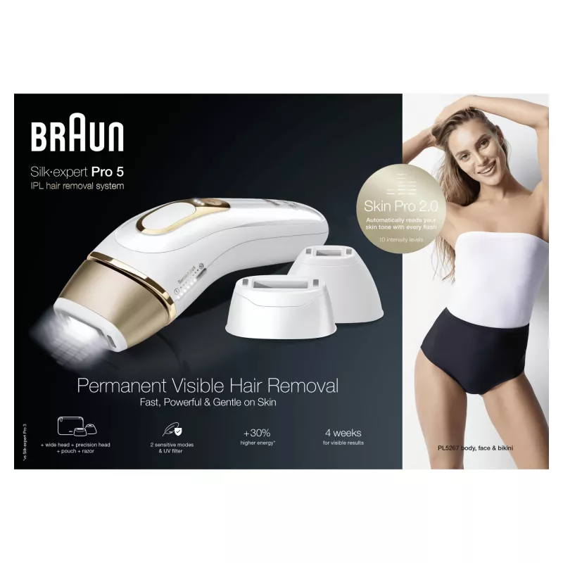 Braun Silk-expert Pro Silk·expert Pro 5 PL5267 luz pulsada intensa (IPL) Oro, Blanco