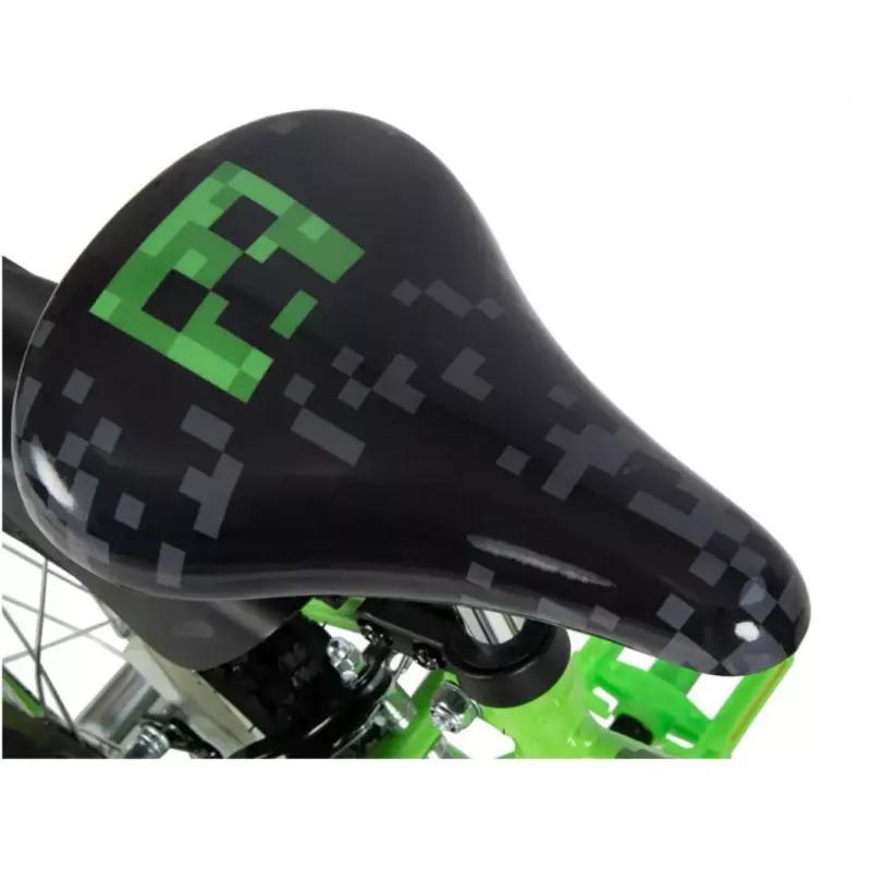 Bicicleta infantil HUFFY Minecraft 16 inch verde — cuadro de acero de 16 inch, transmisión de una velocidad, frenos de llanta delantero y trasero