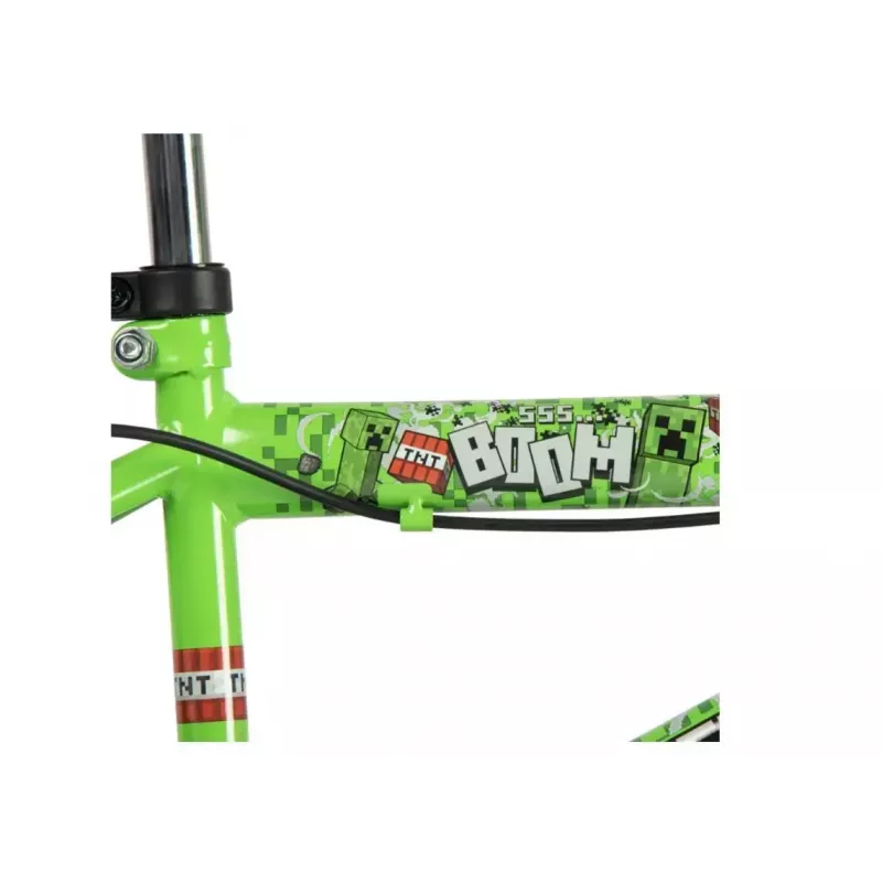 Bicicleta infantil HUFFY Minecraft 16 inch verde — cuadro de acero de 16 inch, transmisión de una velocidad, frenos de llanta delantero y trasero