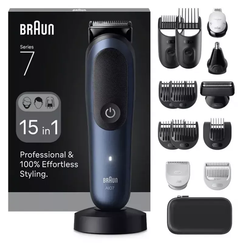 Afeitadora eléctrica BRAUN All-in-One AIO7580 – inalámbrica recargable, afeitado en húmedo y en seco, 120 min de autonomía, 21 ajustes de longitud, cuerpo completo