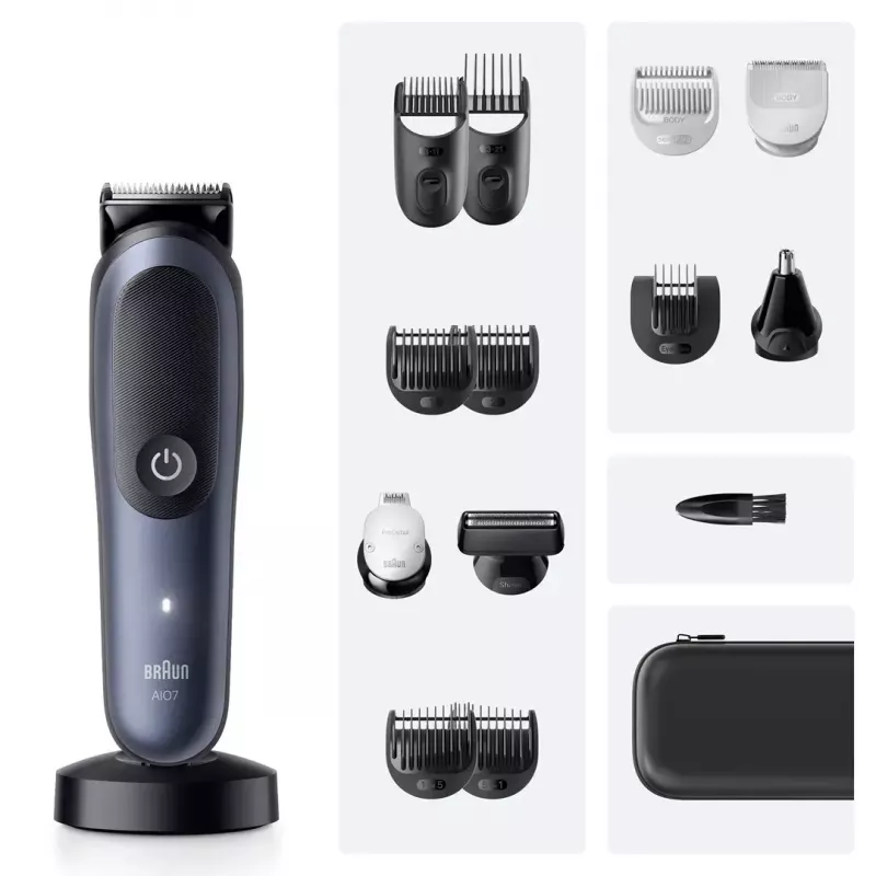 Afeitadora eléctrica BRAUN All-in-One AIO7580 – inalámbrica recargable, afeitado en húmedo y en seco, 120 min de autonomía, 21 ajustes de longitud, cuerpo completo