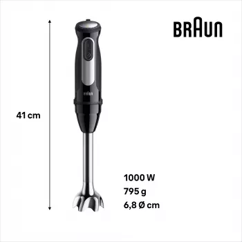 Braun MultiQuick 5 MQ55.254MBK 0,5 l Batidora de brazo 1000 W Negro, Acero inoxidable