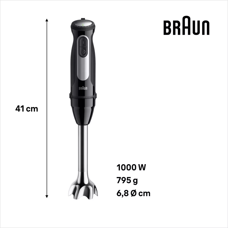 Braun MultiQuick 5 MQ55.254MBK 0,5 l Batidora de brazo 1000 W Negro, Acero inoxidable