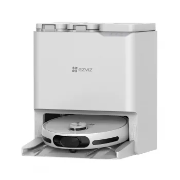 Robot aspirador EZVIZ RS20 Pro — Li‑Ion 5200 mAh, 220 min de autonomía, 7200 Pa de potencia de succión, base de autovaciado, navegación LiDAR, bolsa de polvo 0,35 L, función de fregado, blanco