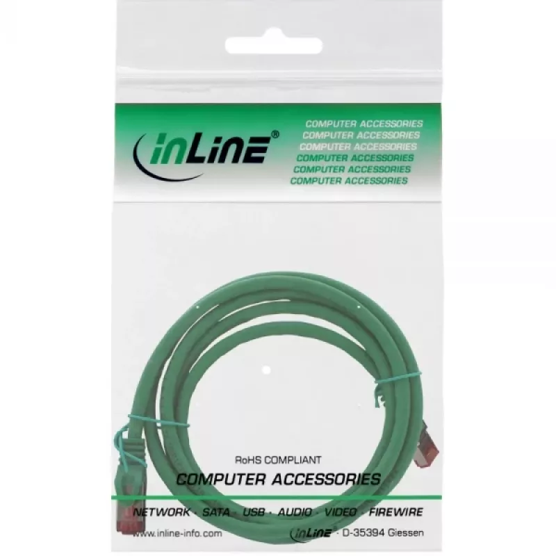 Cable de conexión InLine 76912G Cat6 S/FTP (PiMF), 1,5 m, libre de halógenos, verde