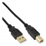 Cable USB 2.0 A a B InLine 1 m, negro, contactos dorados, paquete grande 100 uds.