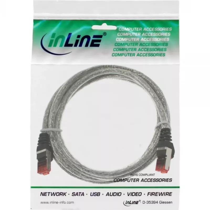 Cable de red InLine S/FTP PiMF Cat.6 250MHz PVC cobre transparente 25m
