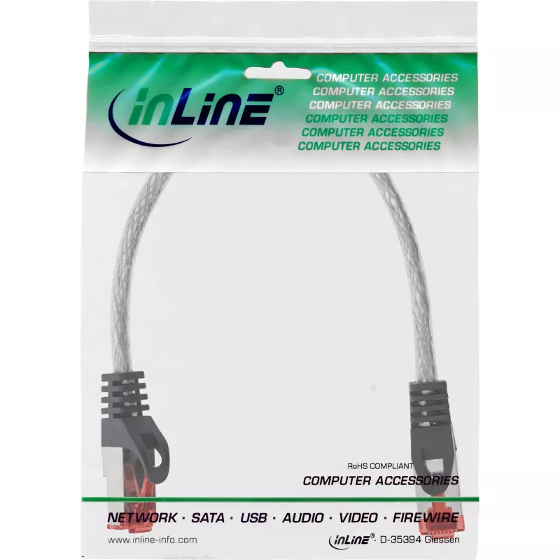 Cable de red InLine S/FTP PiMF Cat6 250MHz RJ-45–RJ-45 PVC transparente 0,25 m