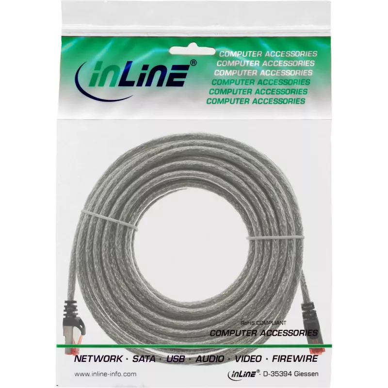 Cable de red InLine S/FTP PiMF Cat.6 250MHz PVC cobre transparente 20 m