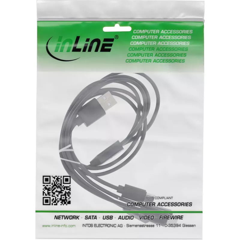 Cable de carga en Y USB 4en1 InLine, 1x conector USB-A a 4x conector USB-C, negro 0,5 m