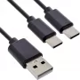 Cable de carga en Y USB 2en1 InLine, 1x conector USB-A a 2x conector USB-C, negro 2 m