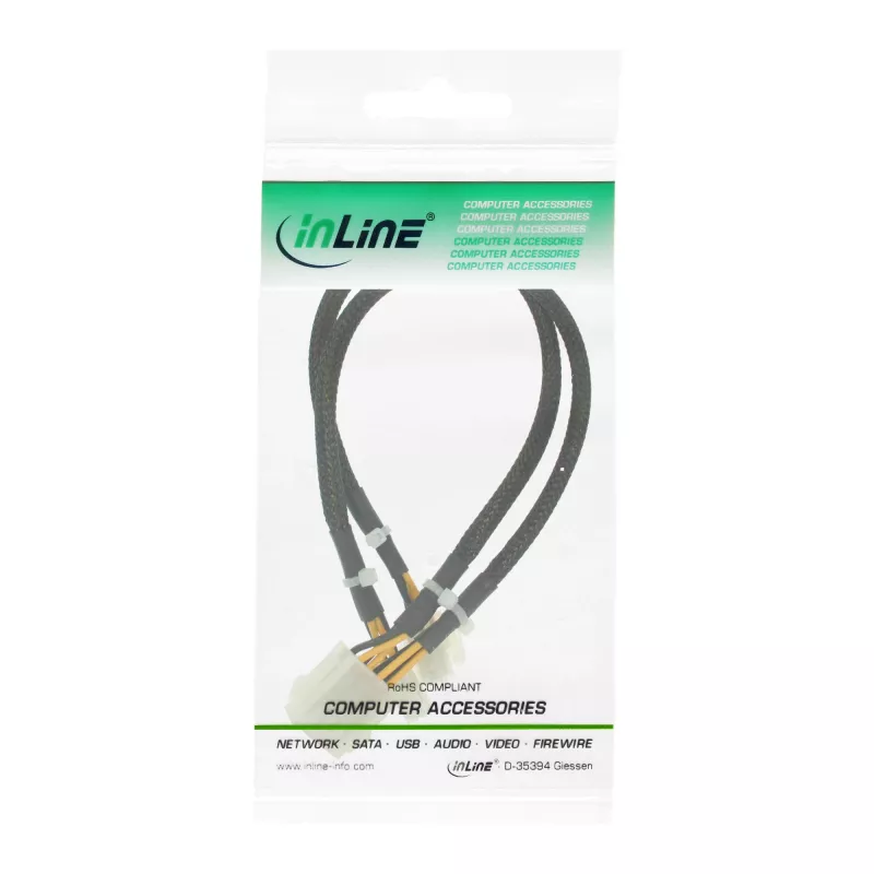 Cable de alimentación interno InLine 2x4 polos conector macho / 8 polos conector hembra placa base 0,30m