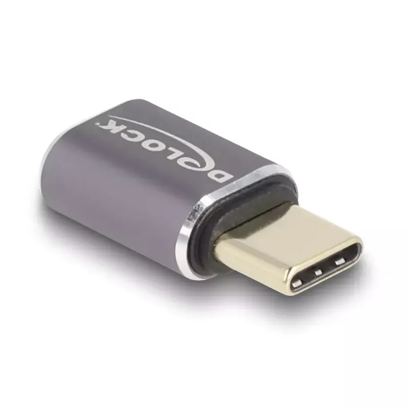 Adaptador USB DeLOCK 40 Gbit/s USB Type-C PD 3.0 100 W conector macho a conector hembra Portsaver 8K 60 Hz metal