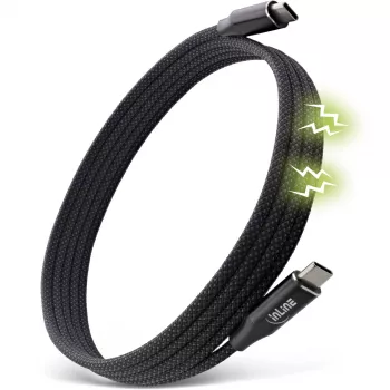 Cable USB-C magnético InLine, USB-C conector macho/conector macho, 100 W, negro, 1 m