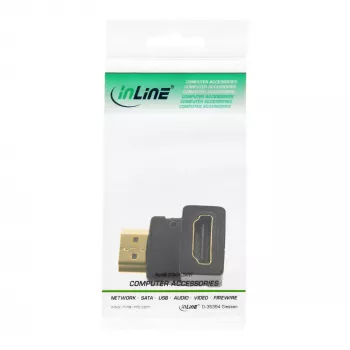 Adaptador HDMI InLine conector macho/hembra en ángulo hacia abajo, dorado, 4K2K