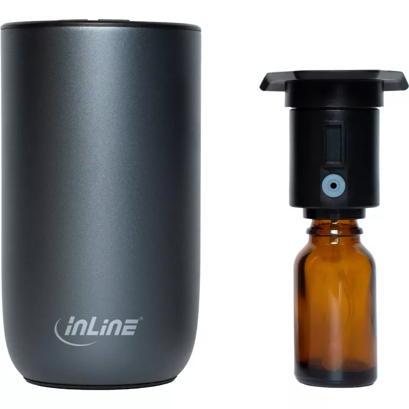 Difusor de aromas InLine para casa y coche, sin agua, luz ambiental, batería recargable (40141)